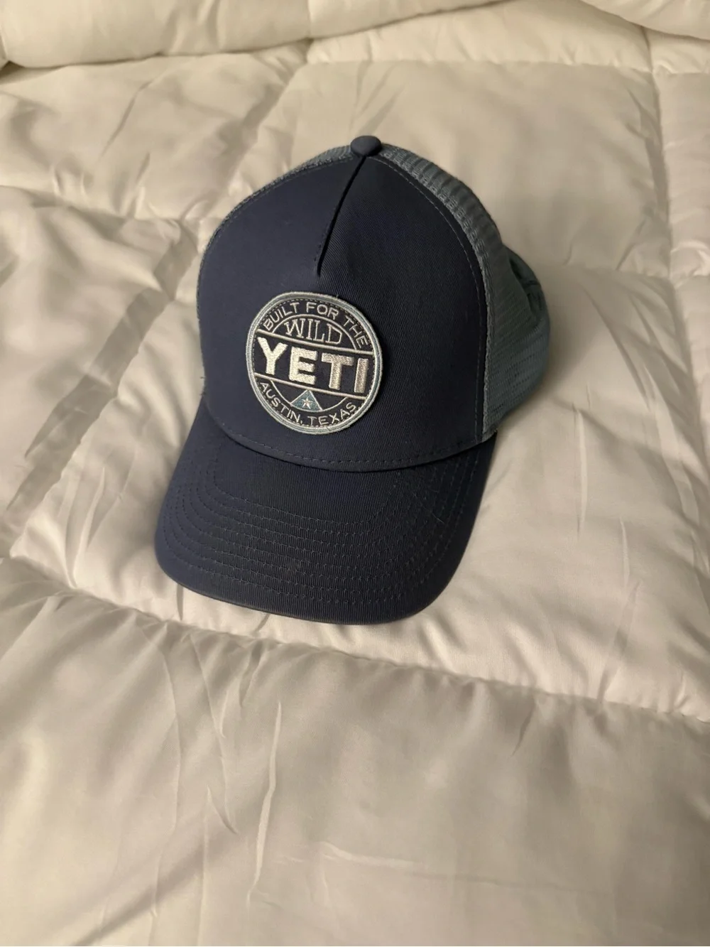 Yeti Two-Tone Navy and Light Blue Mesh Trucker Hat